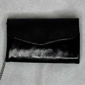 Hobo Lacy Black Vintage Distressed Leather Tri-fold Wallet w Keychain